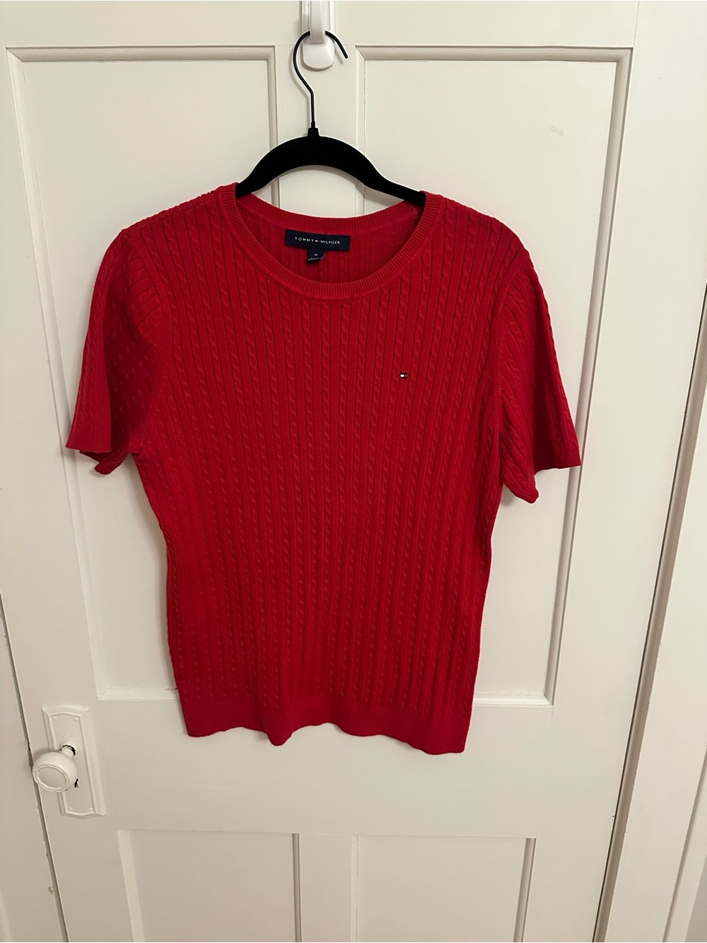 Classic Tommy Hilfiger Cable Knit Sweater Red Capsule Wardrobe Basic 90s Y2K